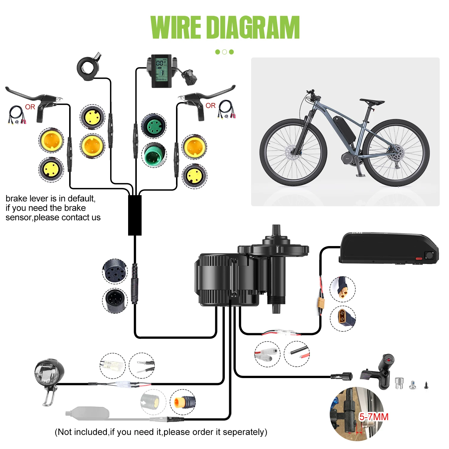 BAFANG 전기 브러시리스 자전거 모터, BBS01 BBS02 미드 모터, 48V, 750W, 8Fun 자전거 모터, 68-100mm BB