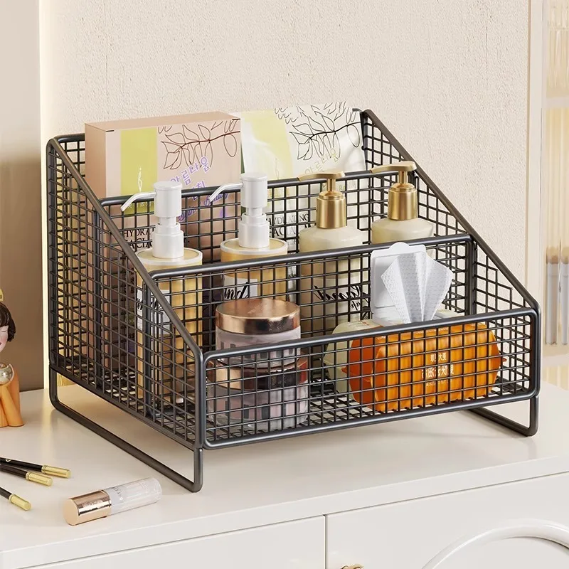 Cosmetic organizer lipstick skincare makeup brushes miscellaneous large-capacity shelf makeup table storage organization rack