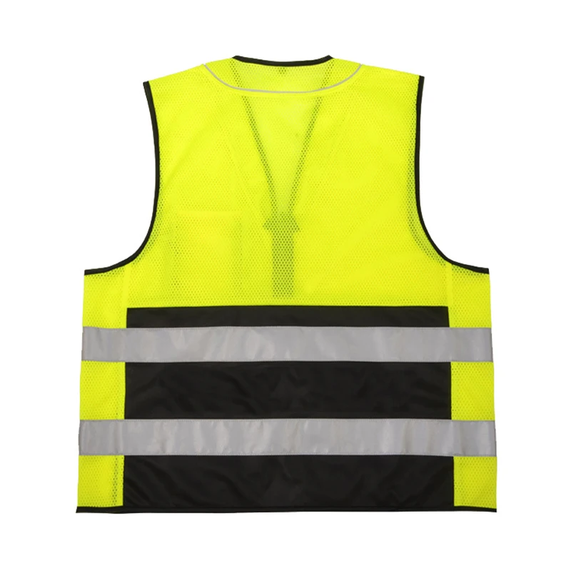 Yellow Black Hi Vis Workwear Vest Two Tone Safety Vest Reflective Security Mesh Vest for Men Construction Work Wear Size S-3XL