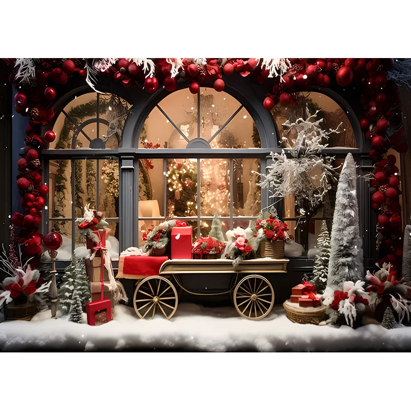 Corona de Navidad con muñeco de nieve, accesorios de fondo para fotografía familiar, fiesta de Nochebuena, sala de estar, Fondo de Año Nuevo, YR-03