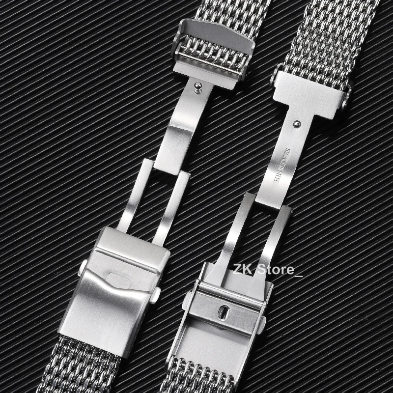 4.0 Thicken Stainless Steel Shark Mesh Straps for Seiko Solid Adjustable Buckle Diving Watch Band 18/20/22mm Luxury Bracelet