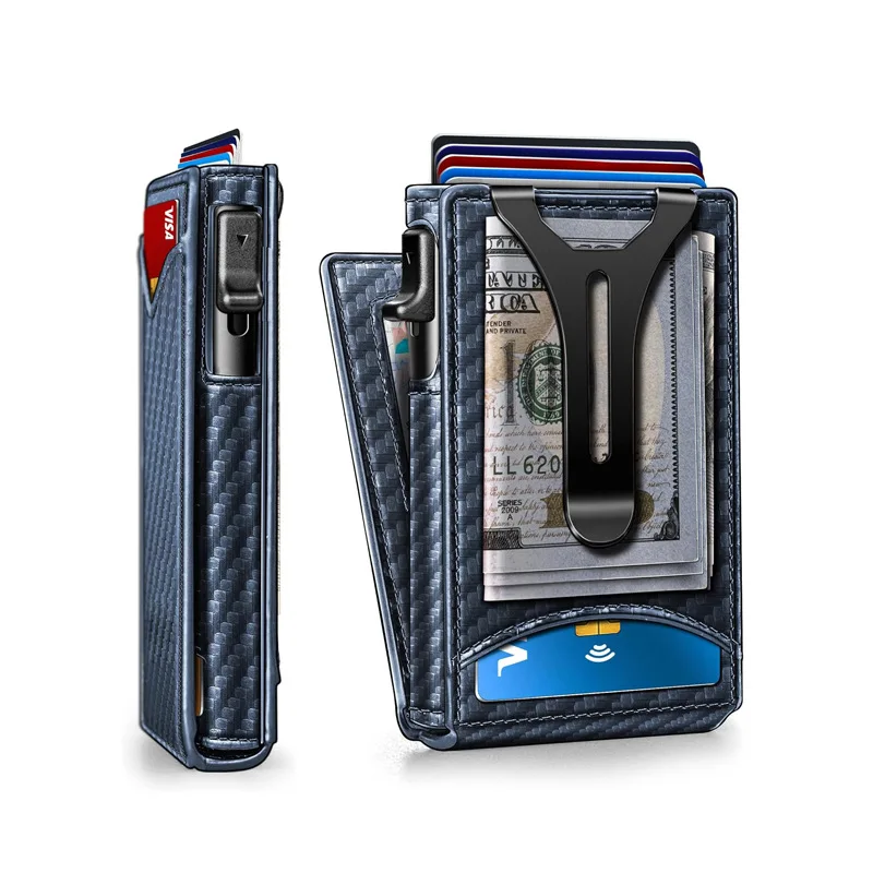 Hot Sale Man’s Double Flip Wallet Multifunctional Metal Flip Wallet rfid Anti-Theft Money Holder