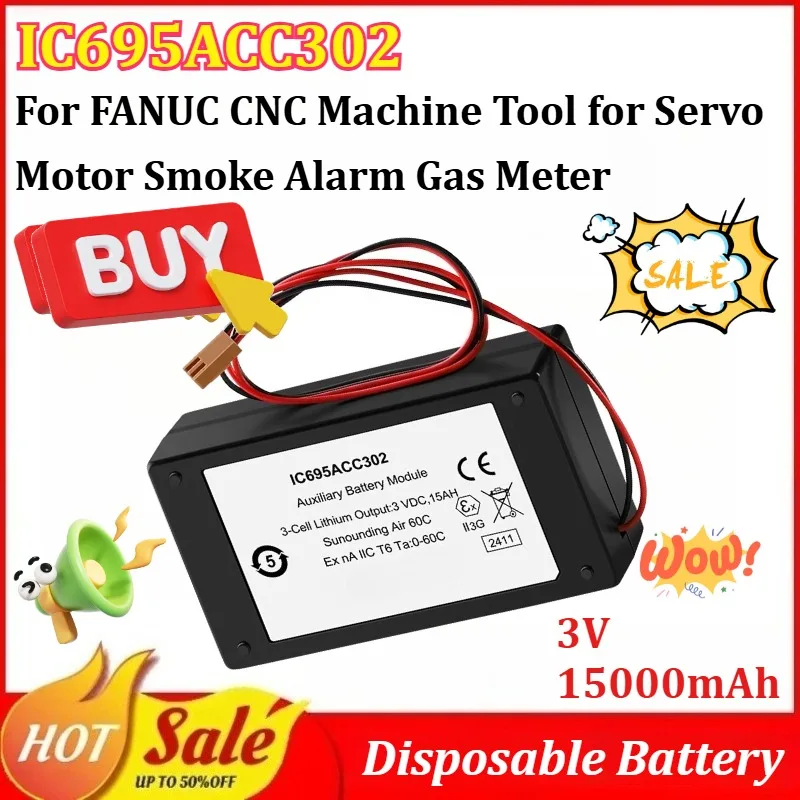 

IC695ACC302 3V 15000mAh Disposable Battery for FANUC CNC Machine Tool for Servo Motor Smoke Alarm Gas Meter Replaceable Battery