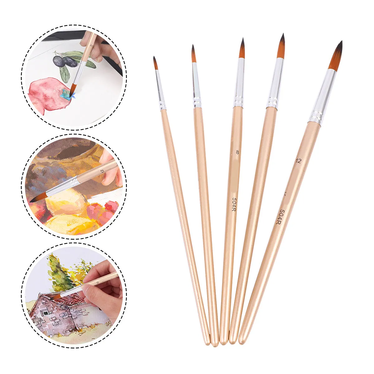 

Набор из 12 многофункциональных нейлоновых кистей с деревянной ручкой для акварели, масла, акрила, граффити. Профессиональный набор.