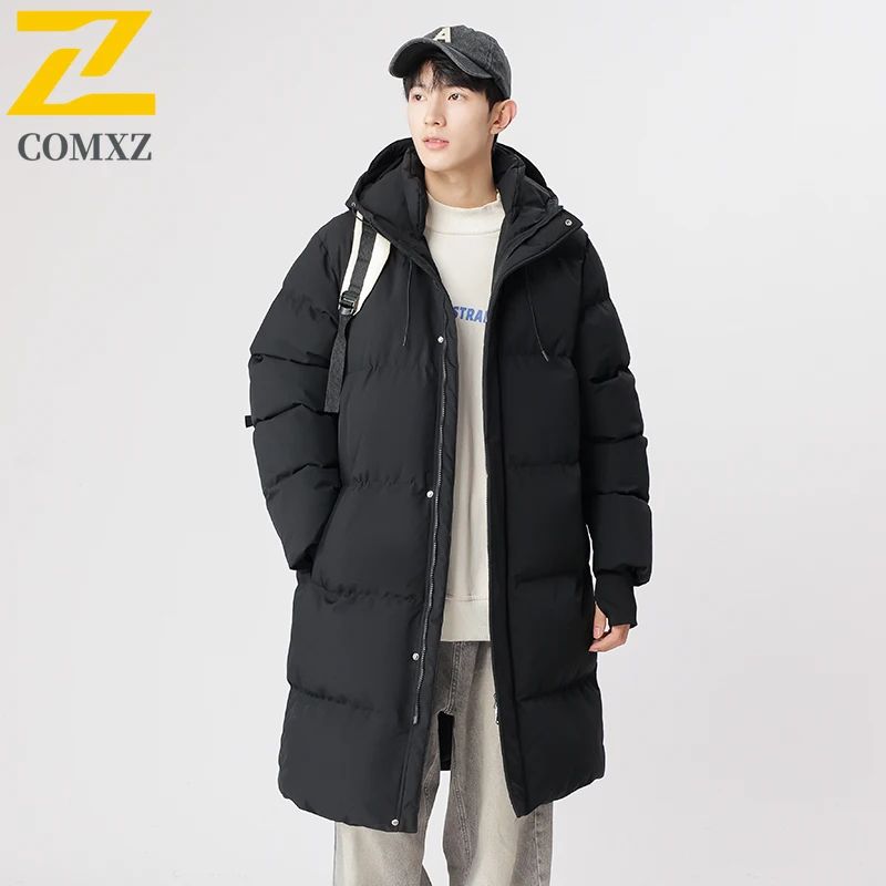 2025 New Winter Puffer Jacket Men's Long Casual All-match Windproof Warm Padded Coat Women Snow Camping Cold-proof Hooded Parka