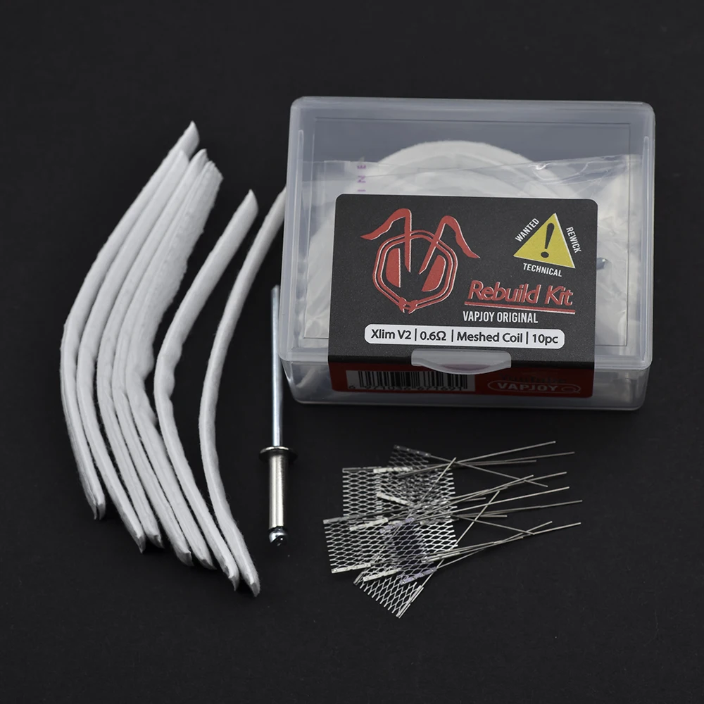 Rebuild Kit for OXVA Xlim V2 0.6 0.8ohm Mesh Resistance Wire with 3.0mm Winder Coiling Rod 7 Strips Organic Cotton Repair Tool