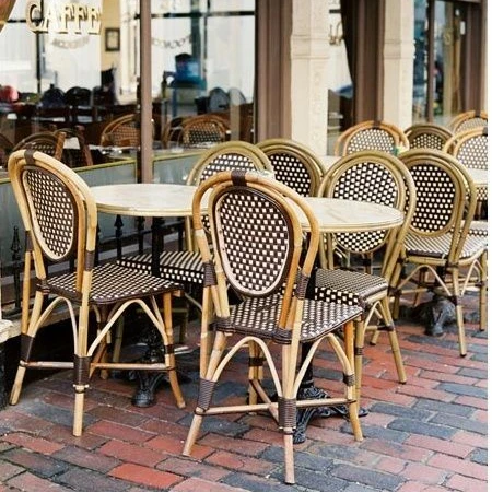 Popular Bistro Vintage Aluminium coffee shop restaurant furniture Bistro Outdoor rattan chair