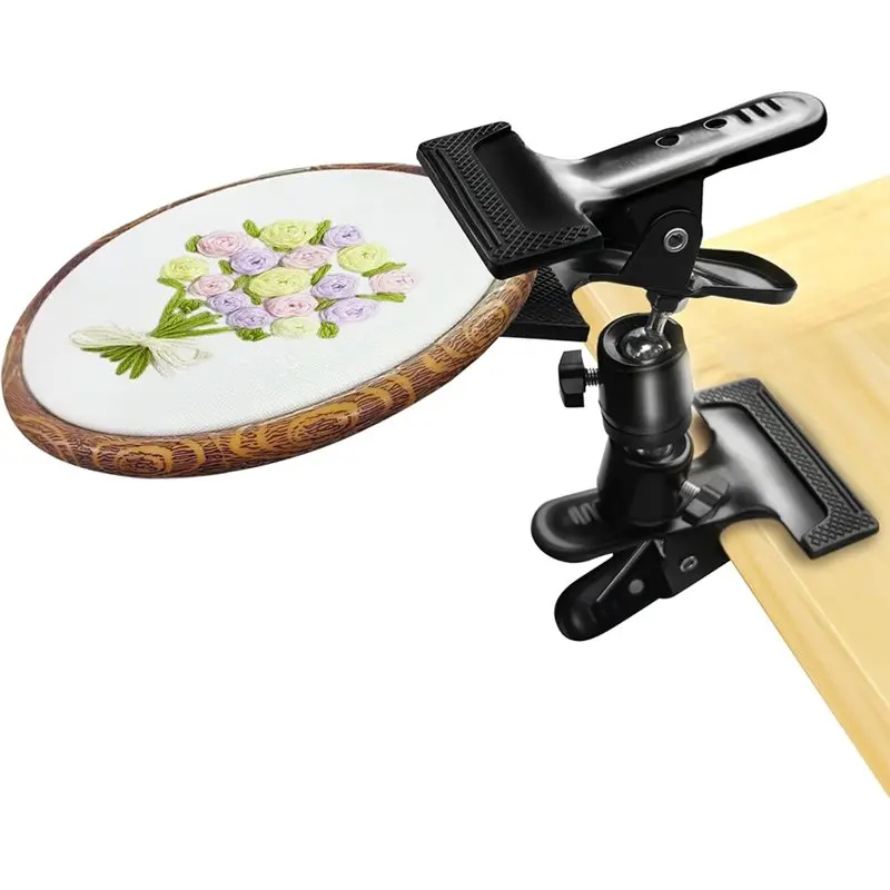 ABKP-Metal Embroidery Hoop Holder-Adjustable Table Clamp Stand Clip(360° Rotation), For DIY Crafting Tabletop