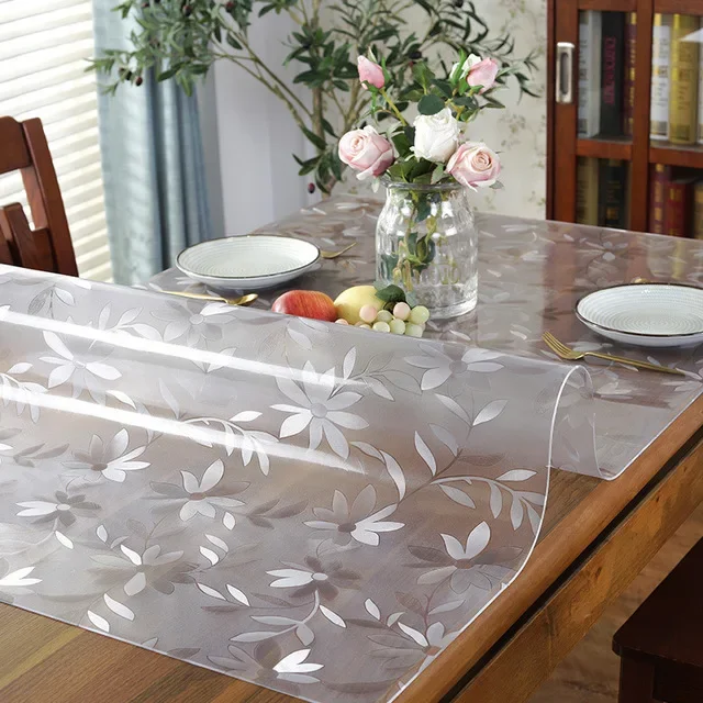 Transparent tablecloth PVC 3.0mm thick waterproof, oil resistant, heat-resistant transparent dining table mat 1pc