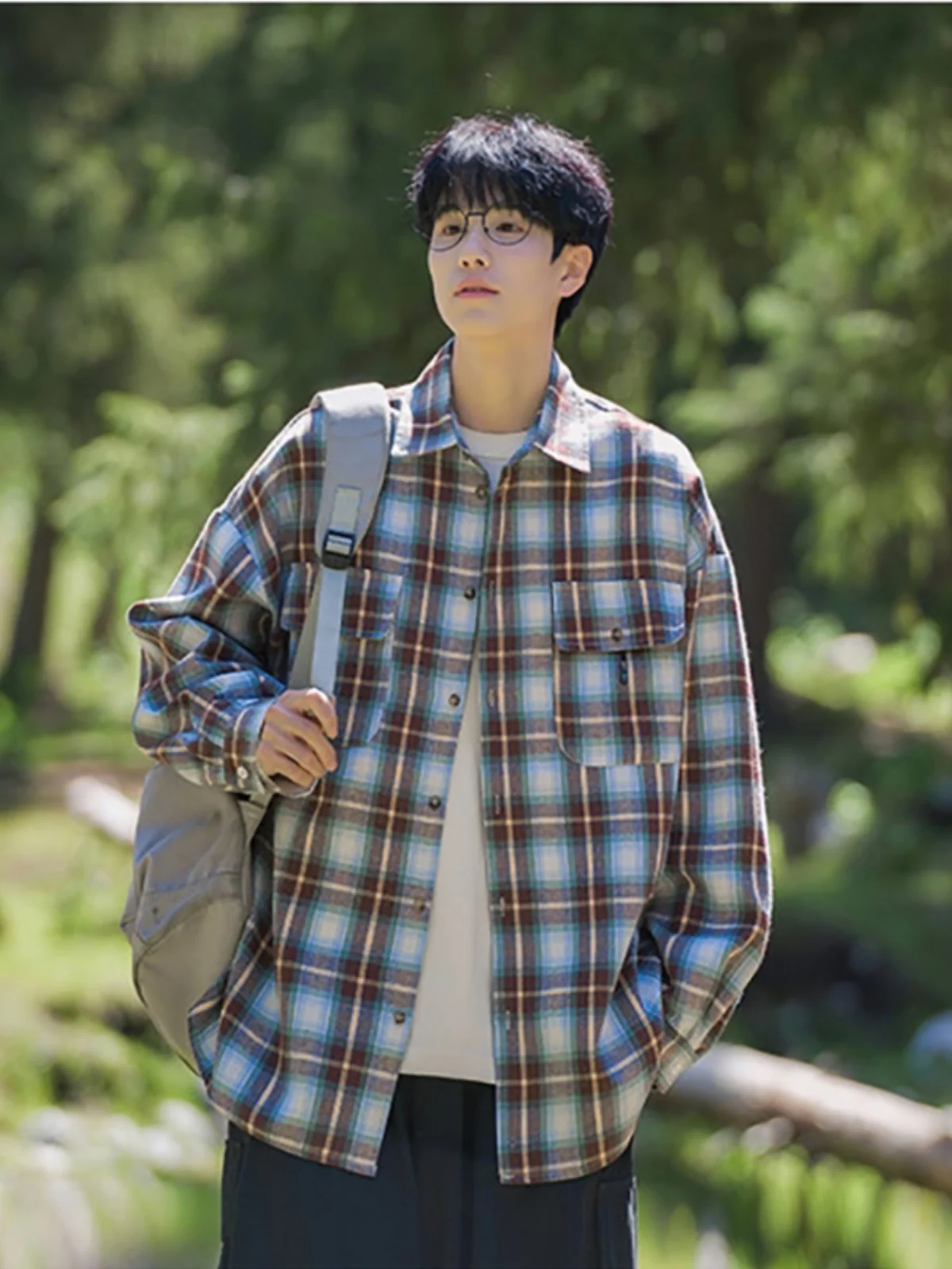 

American Retro Plaid Long Sve irt for Men Student Youth Sle Workwear Jaet Breathable Polyester Cotton Blend irt