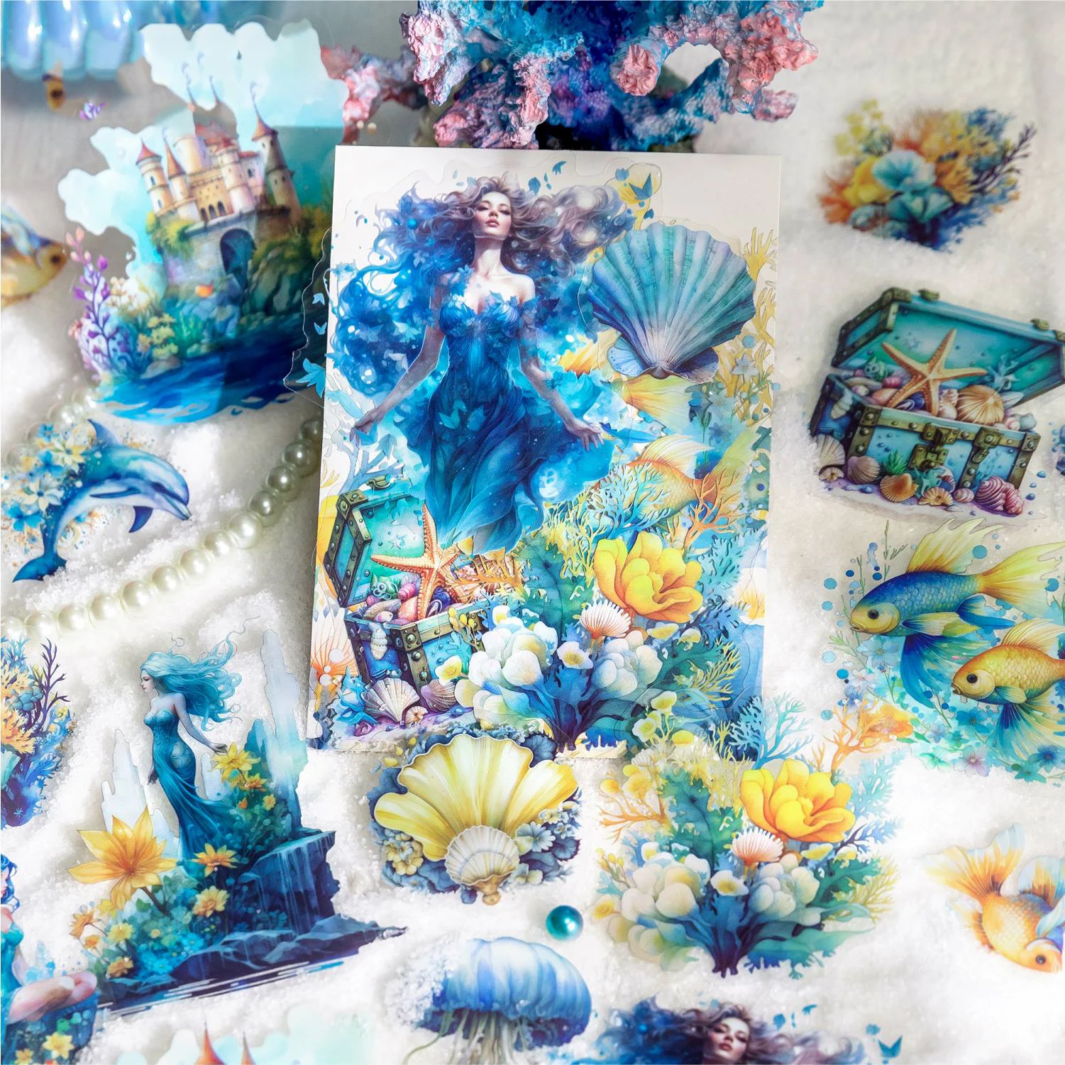 30 Sheets Ocean Landscape Series Vintage Flower Character PET Sticker Creative DIY Journal Material Collage Stationery