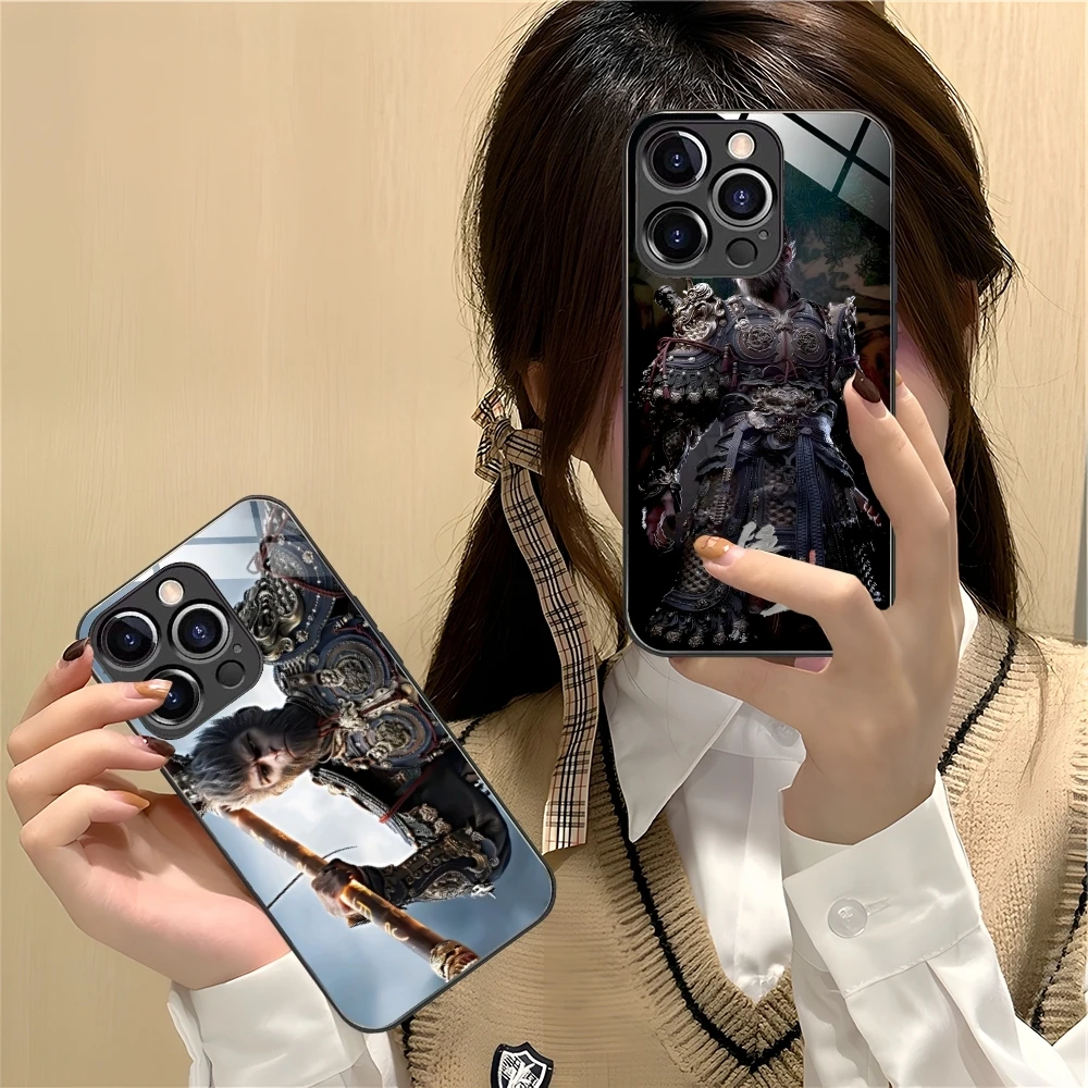 Black Myth Wukong Mobile Cell Phone Case for iPhone 16 15 14 13 12 11 X XR XS 8 Pro Max Plus Mini PC Glass Phone Cover Shell image 5
