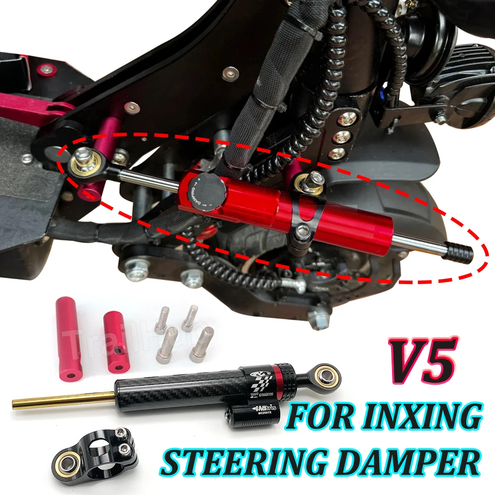 Kit de suporte para amortecedor de direção de scooter elétrica, Inxing V5 CNC, estabilizador de fibra de carbono, ajustável