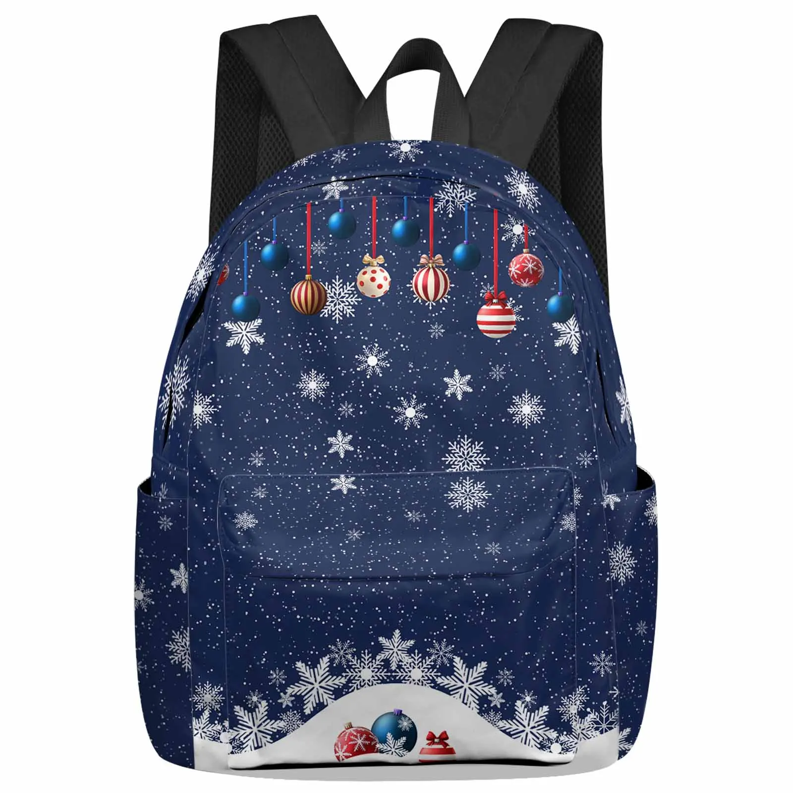 

Winter Snowflake Christmas Ball Large Capacity Backpack Men Laptop Bags High School Teen College Girl Student Mochila