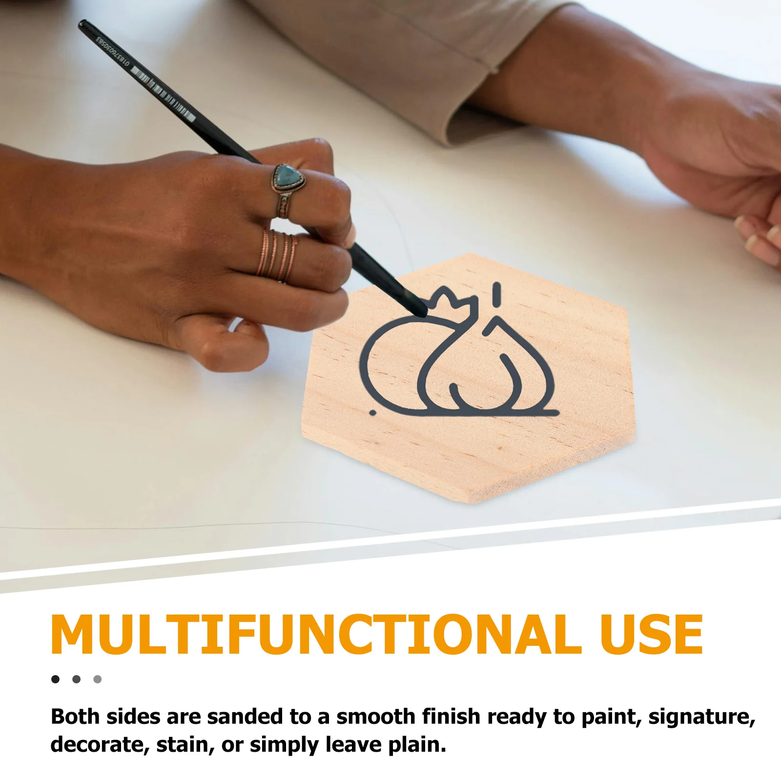 Tranches de bois en forme d'hexagone, 25 pièces, finition lisse en bois naturel, peinture artisanale, décor artisanal, ornements de fête de mariage à domicile