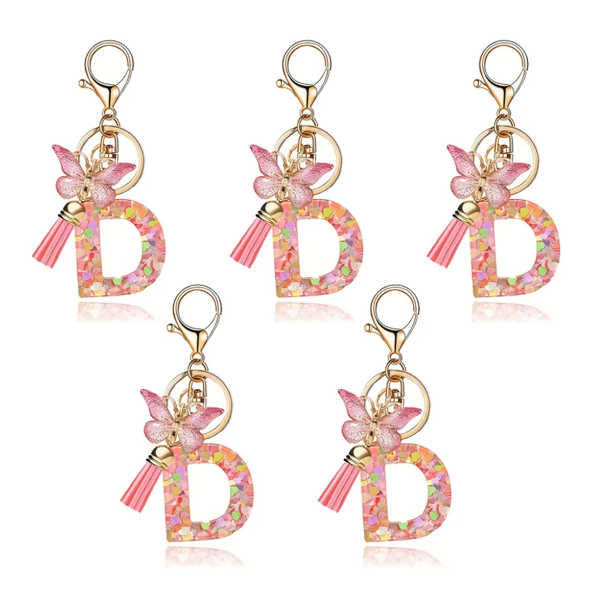 Type D Fashionable Pink Letter Keychain Butterfly Keychain Crystal Epoxy Pendant