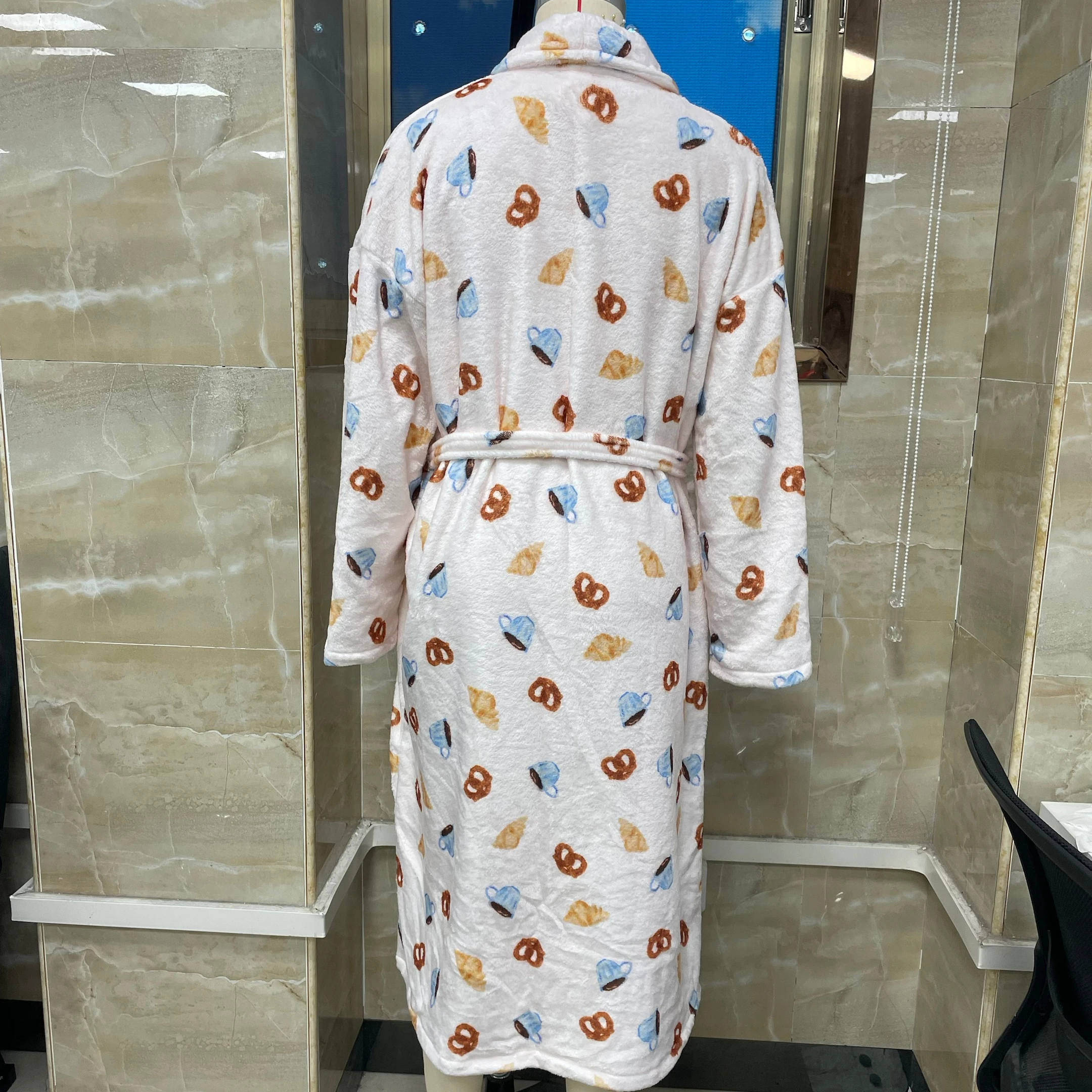 Bata de toalla cómoda para mujer, batas clásicas de calidad con estampado de cordones