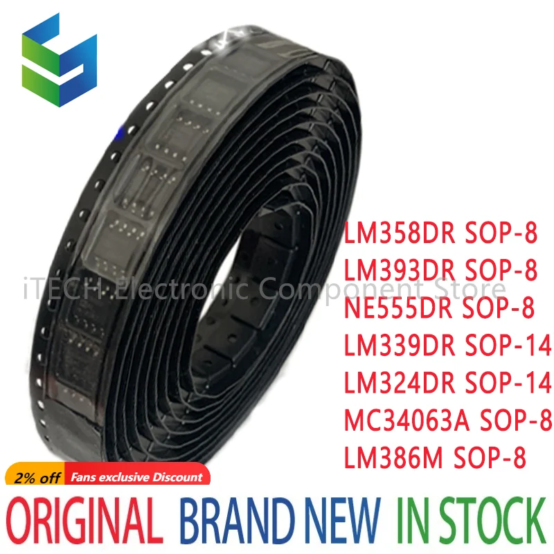 50PCS LM358DR LM358 SOP LM358DT LM358DR2G LM393DR LM393 NE555DR NE555 LM339DR LM339 LM324DR LM324 MC34063A MC34063 LM386M LM386