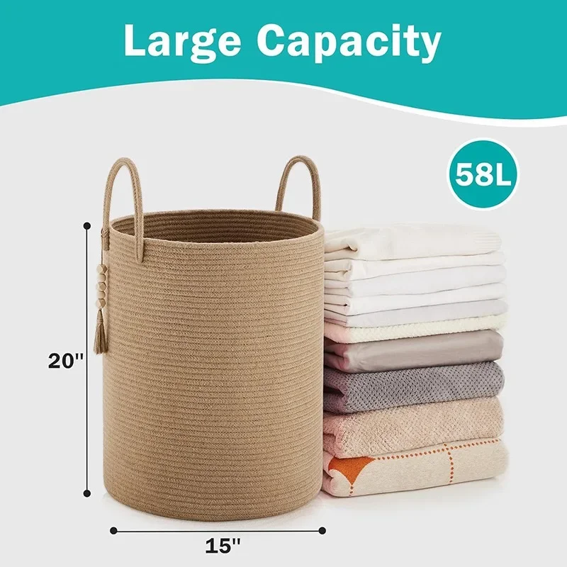 Large Capacity 38X50cm Woven Basket Laundry Basket  Sundry Toy Storage Organizer Dirty Cloth Hamper Portable Diaper