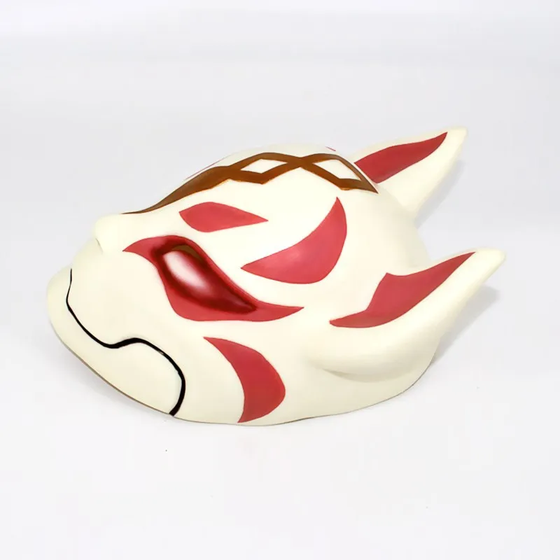 Nowa Gra Czerwono-Biała Maska Lisa z Żywicy Delikatna Maska na Całą Twarz dla Kobiet i Mężczyzn Kostium na Halloween Impreza Cosplay Rekwizyt Kolekcjonerski Dekoracja