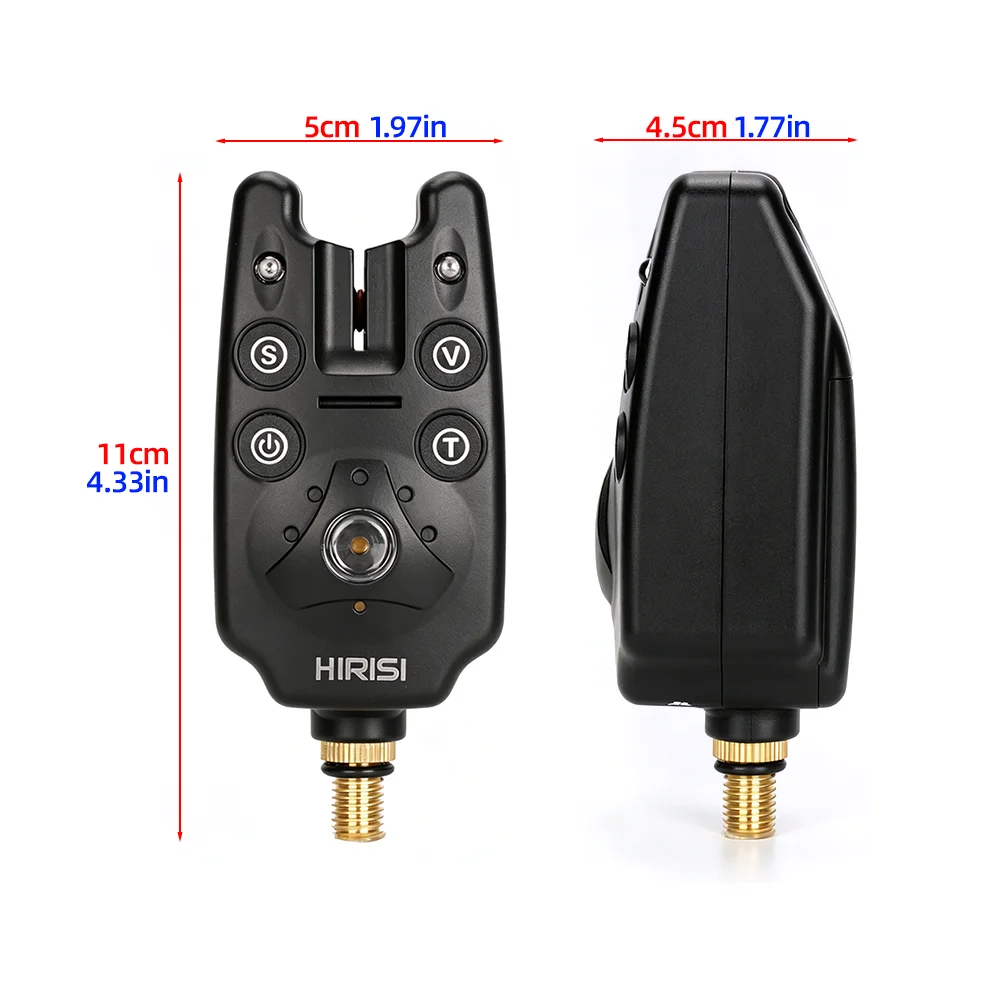 3er-Pack Hirisi Angelbissanzeiger mit Einstellbarer Geräuschempfindlichkeit und Lautstärke, Karpfenbiss-Indikatoren mit LED-Blitzalarm und Tragetasche – Detail 1