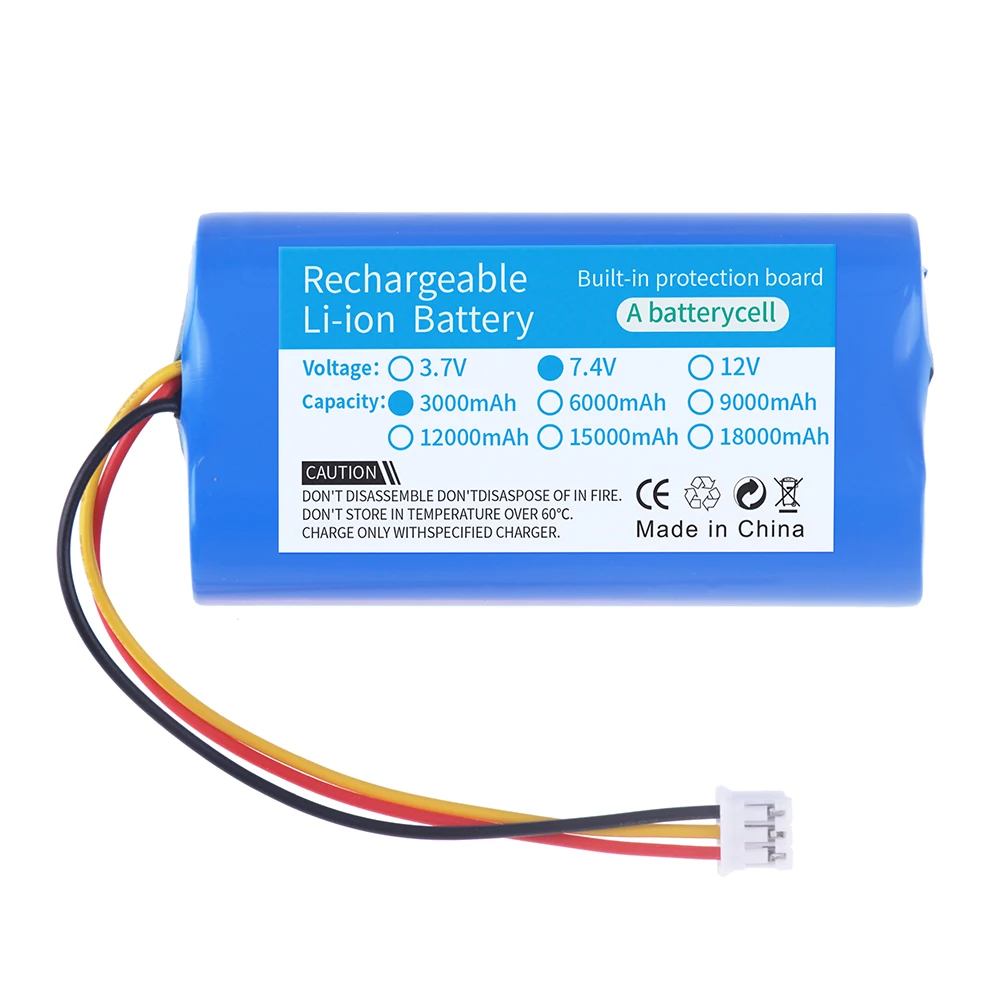 Akumulator litowo-jonowy 18650 7,4 V 3000 mAh 2S z wtyczką XH2.54 3P i 3-przewodowym akumulatorem do głośnika megafonowego Mały odtwarzacz