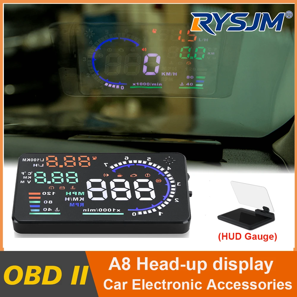 

Автомобильный проекционный дисплей A8 с кронштейном HUD, высокоточный спидометр с LCD-проекцией на лобовое стекло, диагностический инструмент, тахометр (MPH/KMH)