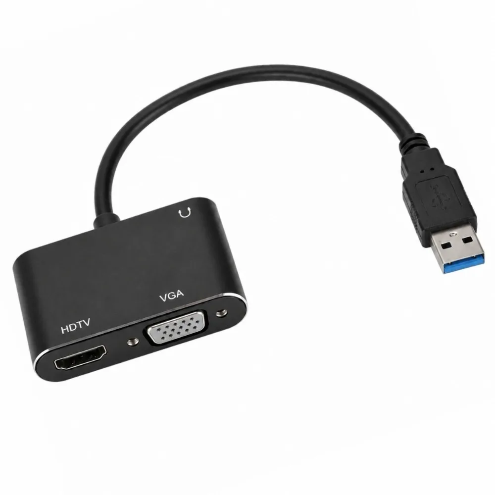1920x1080P @60HZ USB to HD VGA Adapter Full HD HD VGA Female Video Converter Cable Plug and Play Windows Compatible