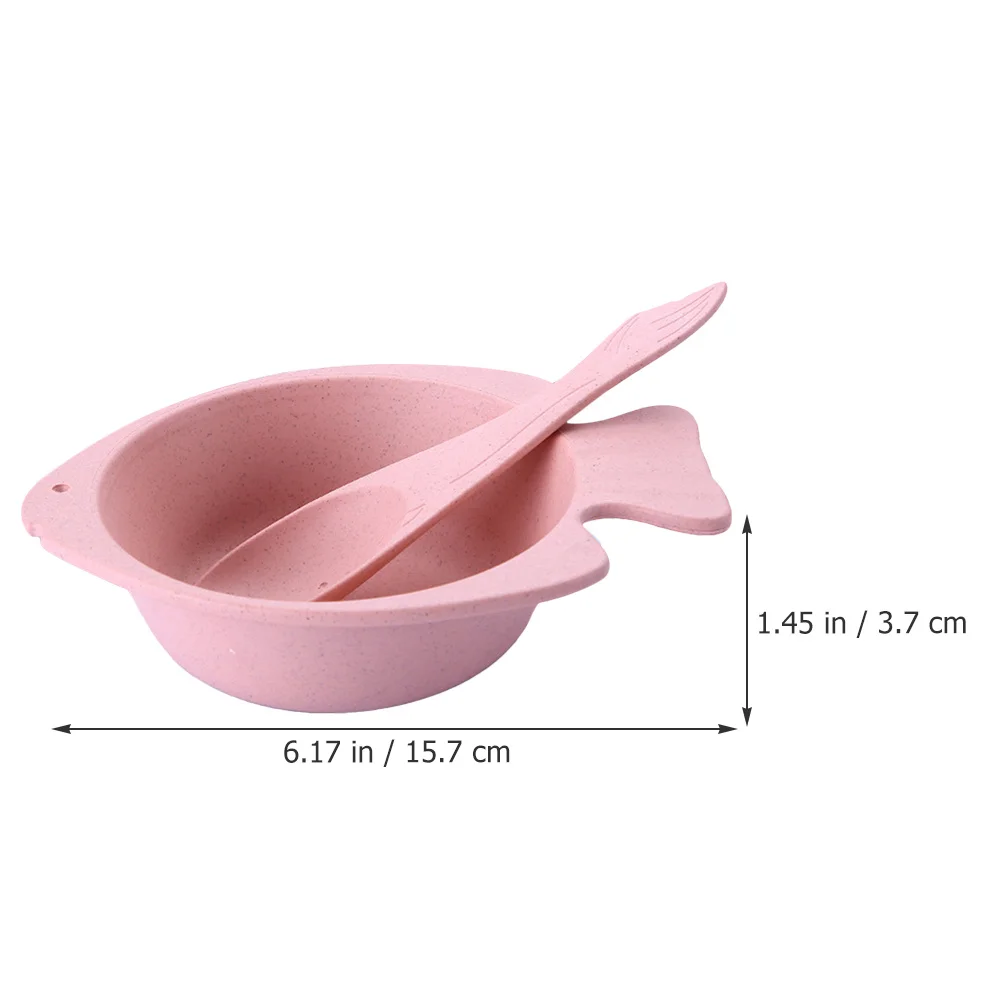 

1 комплект, детская посуда, небьющаяся миска в форме рыбы из пшеничной соломы, ложка с толстым дном, устойчивая легкая кухонная обеденная миска