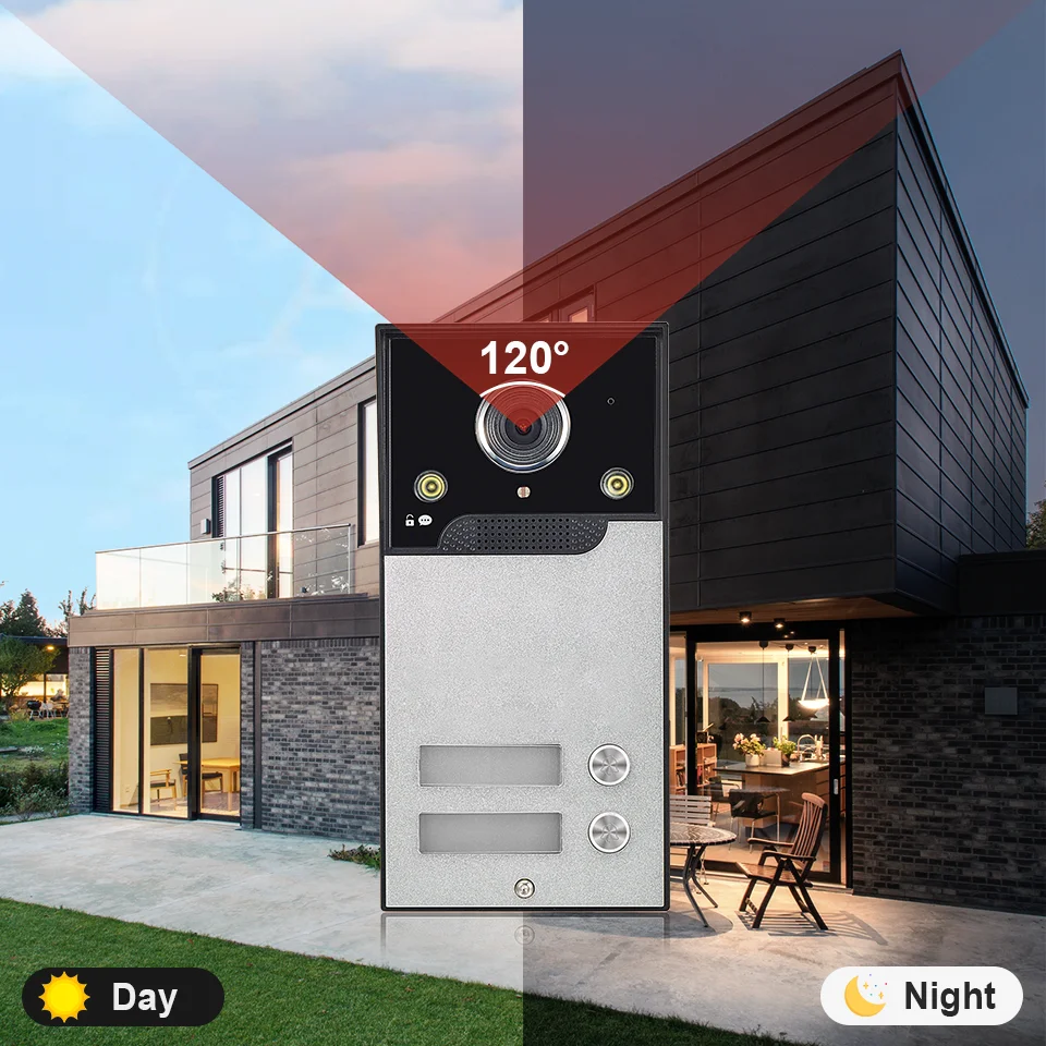 4.3 بوصة فيديو إنترفون 2 وحدات نظام جرس الباب مقبض تصميم شاشة فيديو باب الهاتف لأمن الشقق المتعددة