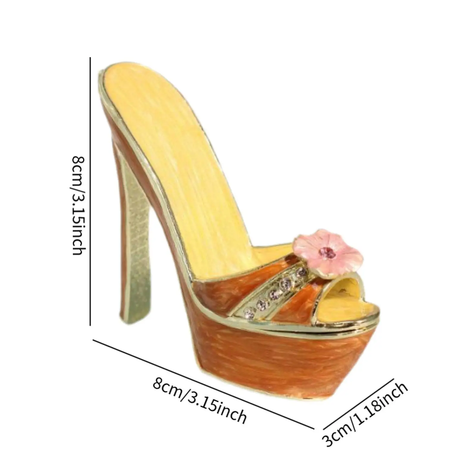 Enamel Trinket Box Alloy High Heel Jewelry Box for Rings Pendants Ear Studs