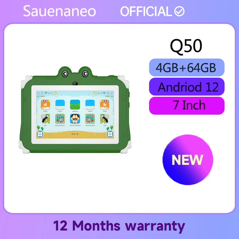 

Sauenaneo 7 Inch Kids 4GB+64GB Tablet Android PC Tablets For Children Study Education Bluetooth WiFi With Cute Kid Gift