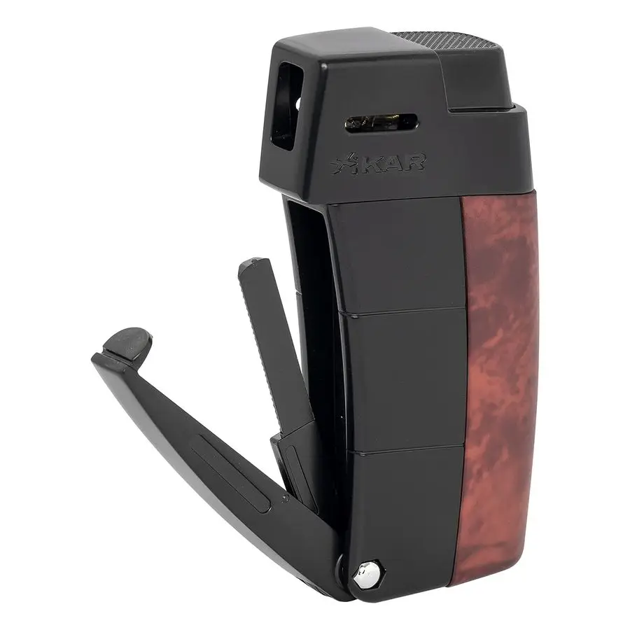 

Resource II Angled Soft Flame Lighter Exotic Burl Wood Designed for The Refined Pipe Smoker Includes Built in Tamper Scraper Pip