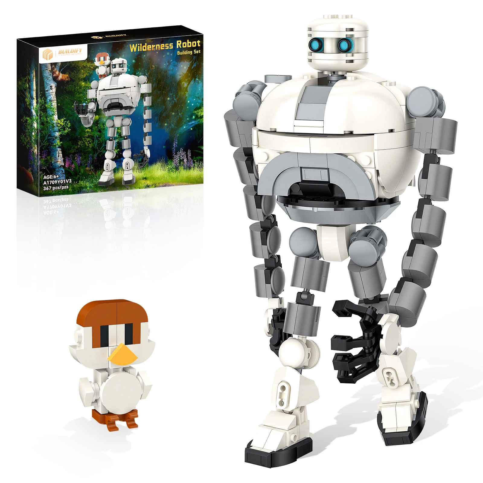 367Pcs Wild Robot Building Blocks Set, Posable Robot & Birdie Figure, Anime Movie Model, STEM Toy for Kids 6+, Birthday Gift