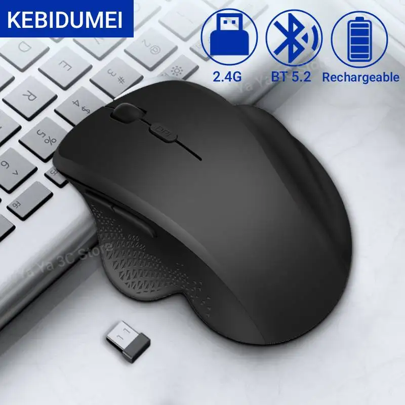 

2.4G Wireless Mouse Dual-Mode Bluetooth 5.2 Mouse 6 Button Rechargeable Gaming Mouse Ergonomic 1600DPI Mice For PC Laptop
