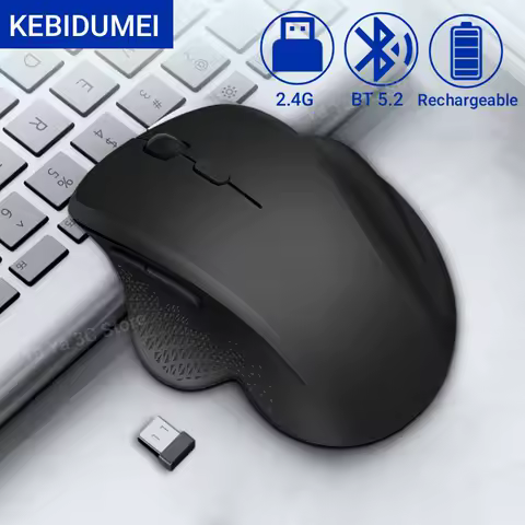 2.4G Wireless Mouse Dual-Mode Bluetooth 5.2 Mouse 6 Button Rechargeable Gaming Mouse Ergonomic 1600DPI Mice For PC Laptop