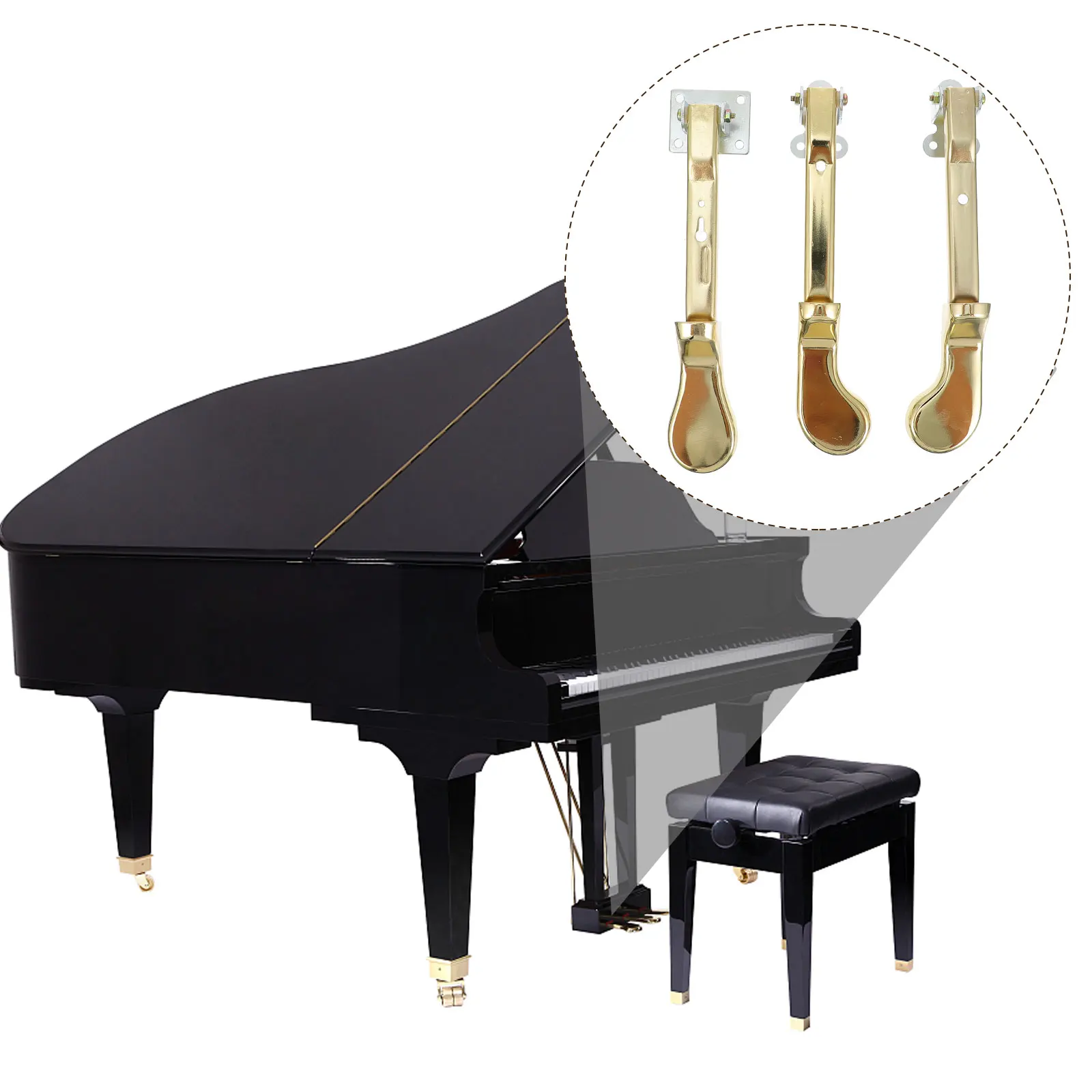 دواسات البيانو المستقيمة المعدنية الذهبية بديلة متينة لأداة الموسيقى المنزلية بيانو عالي السطوع ومضاد للصدأ #1
