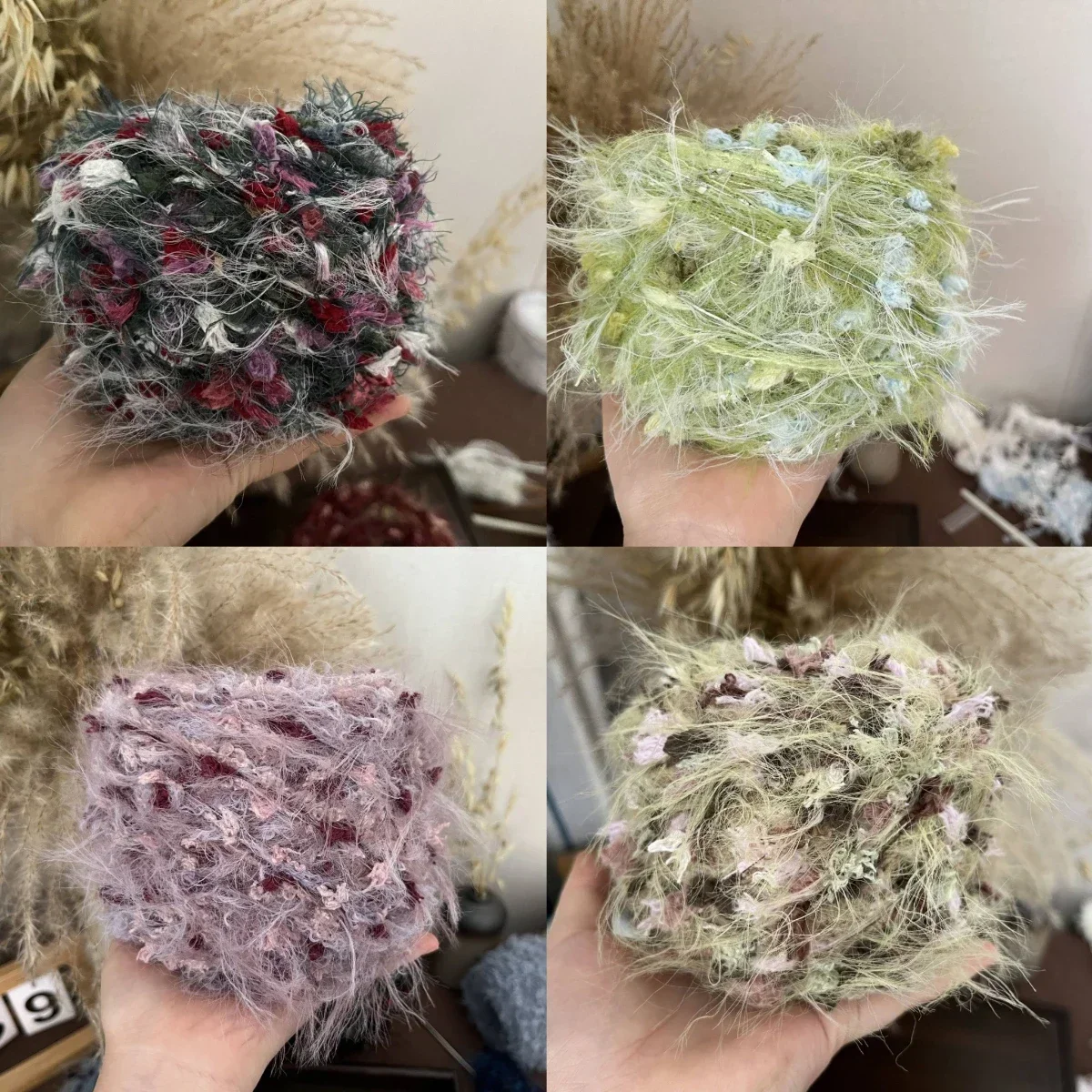 125g Long Haired Mink Blended Yarn, Flower Knitting Yarn DIY Woven Bag Jacket Scarf Crochet Thread, Soft Woven Gift Wool Yarn