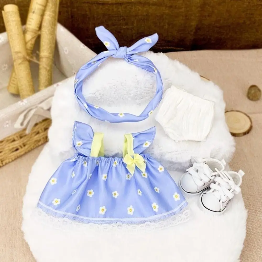 20cm Cotton Doll Lovely Princess Dress Plush Dolls Clothes Fashion Dresses Skirt with Headband Decoration Dolls Accessories