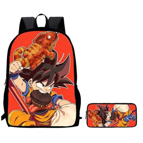 2pcs Set Cartoon DRAGON BALL Pattern Kids Backpack, Lightweight Stylish School Bag, Unisex, Suitable For Boys & Girls Aged 5-12.