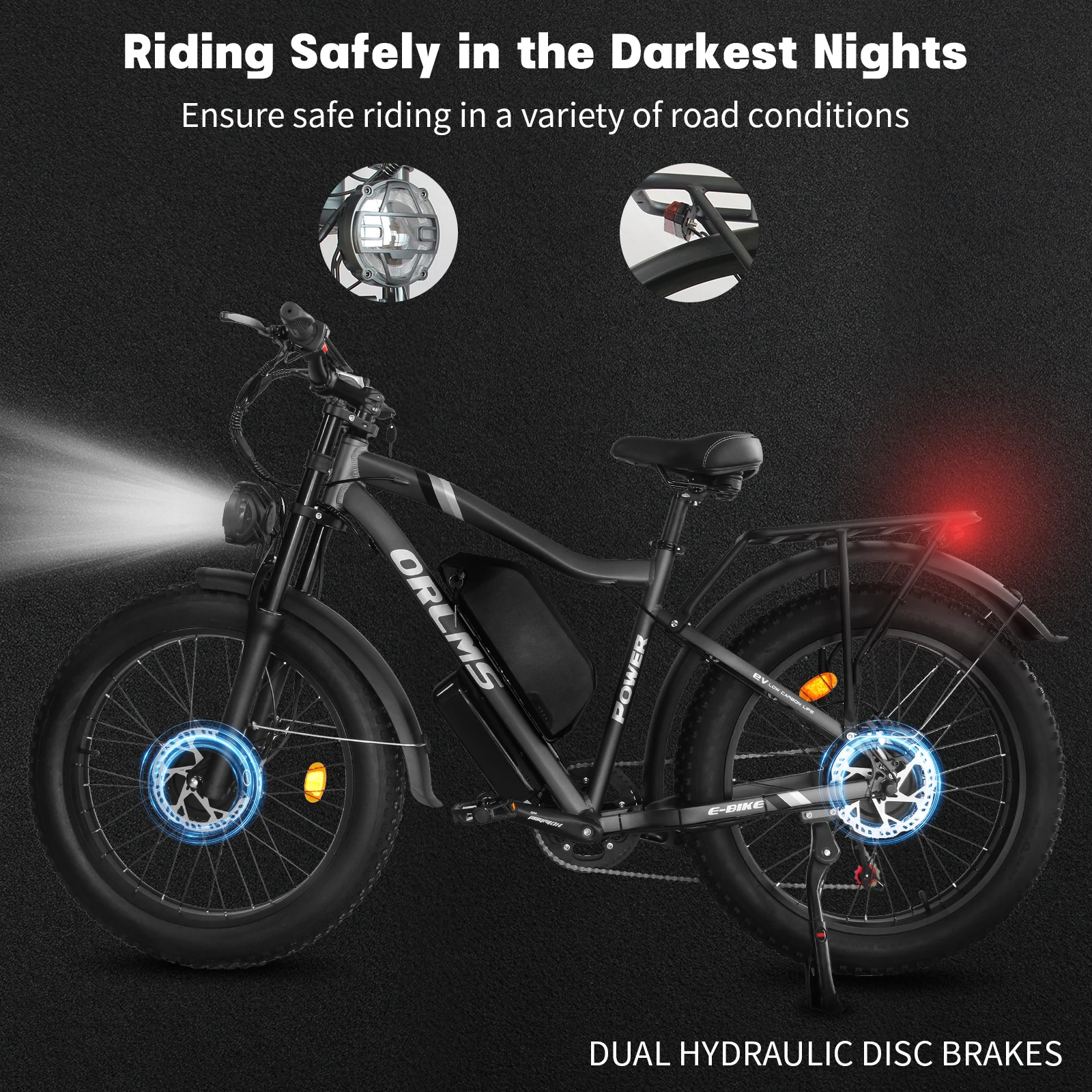 ORLMS MX500 الكبار Ebike 2000 واط محرك مزدوج 52 فولت 25 أمبير بطارية مدينة دراجة كهربائية 24*4.0 "الدهون الإطارات المزدوج تعليق دراجة كهربائية