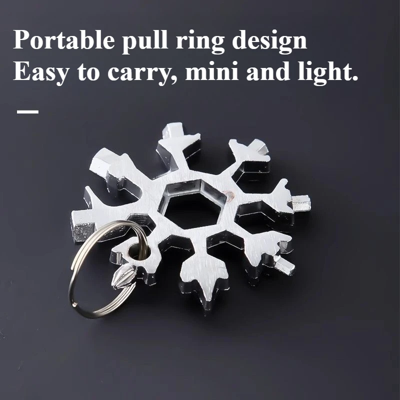 1PCS Multifunctional Snowflake 8-angle Wrench Keychain Portable Hexagon High Carbon Steel Octagonal Mini Wrench Tool Universal