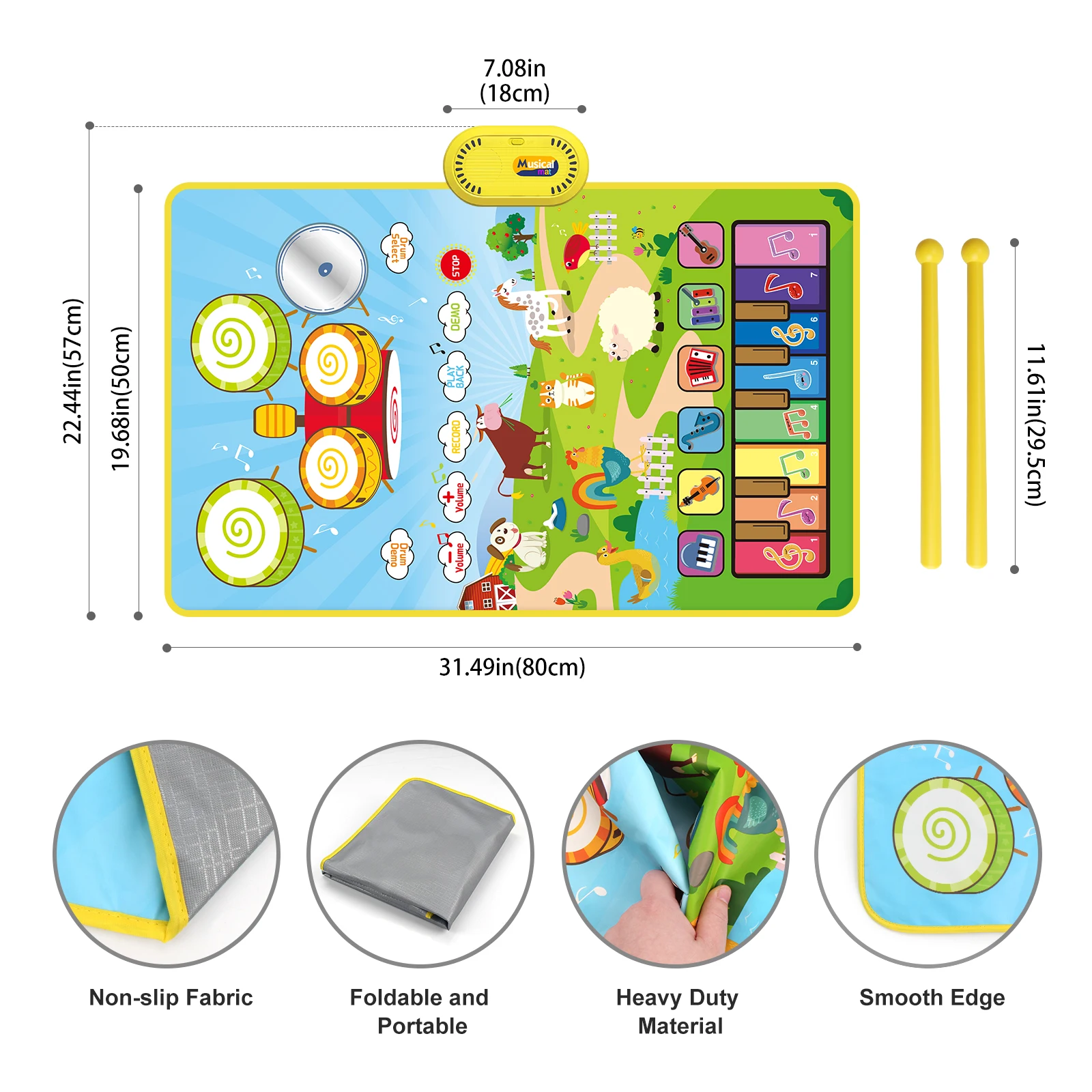 80x50cm Kleinkind Musical Klavier Matte mit Instrumente Geräusche Spielzeug Für Kinder Pädagogisches Spielzeug Boden Tastatur Trommel Spielzeug tanz Matte