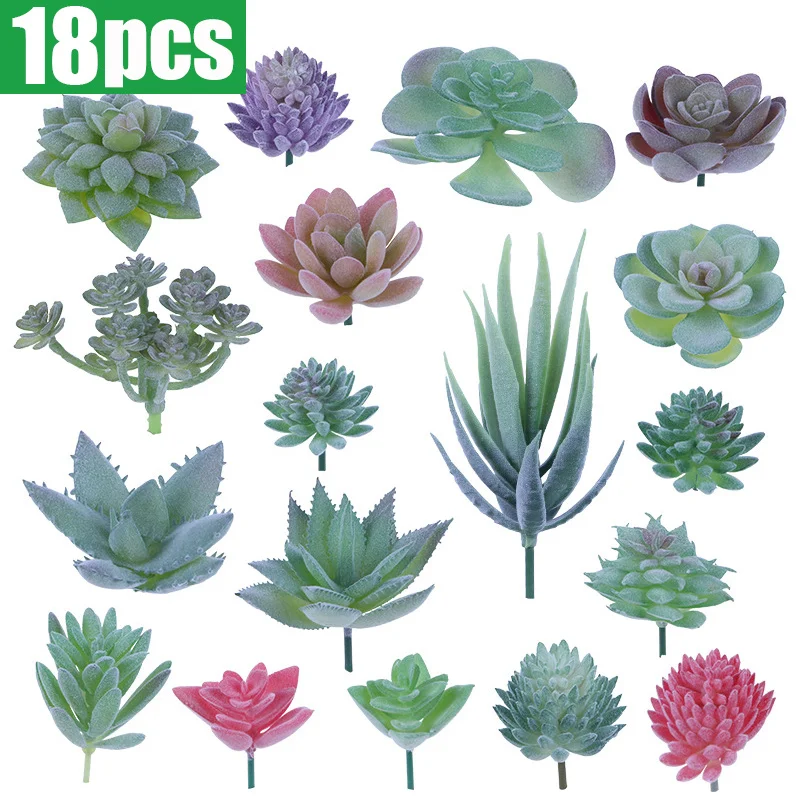 18/20pcs Floquer des plantes artificielles succulentes Fake Mini Lotus pour la décoration intérieure 2023 ACCESSOIRES DE DÉCORATION DES DÉCORT