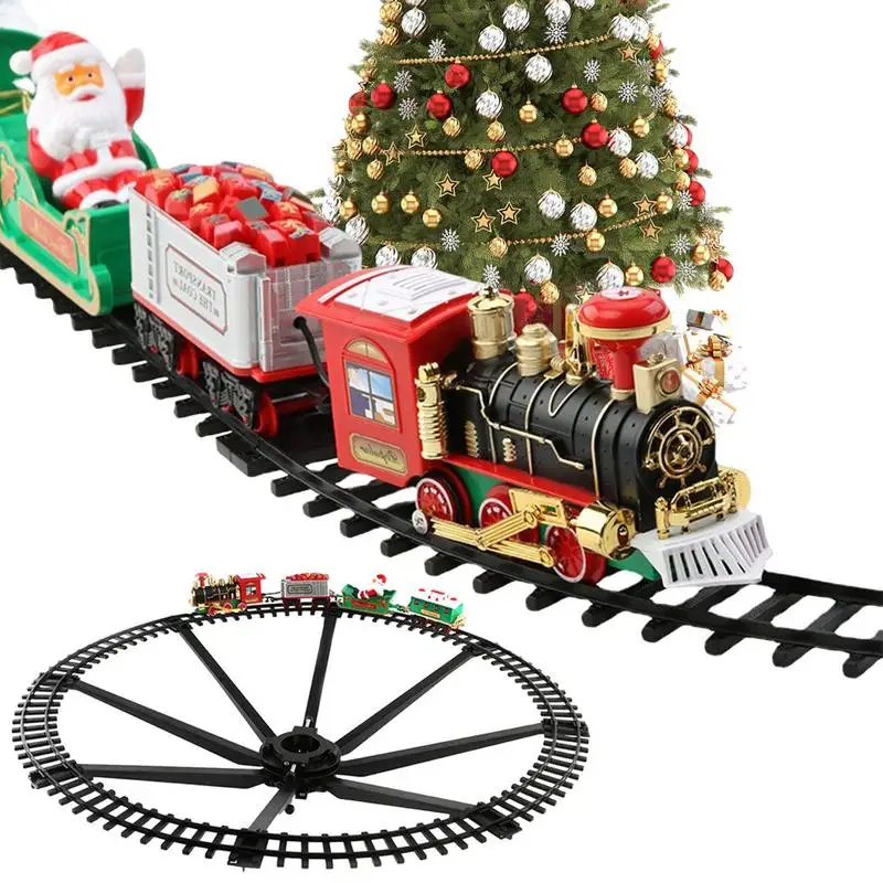Electric Train Set Toy For Christmas Tree Railway Toys Cars Track With Music Santa Claus Christmas Decor Train Xmas Gifts B066