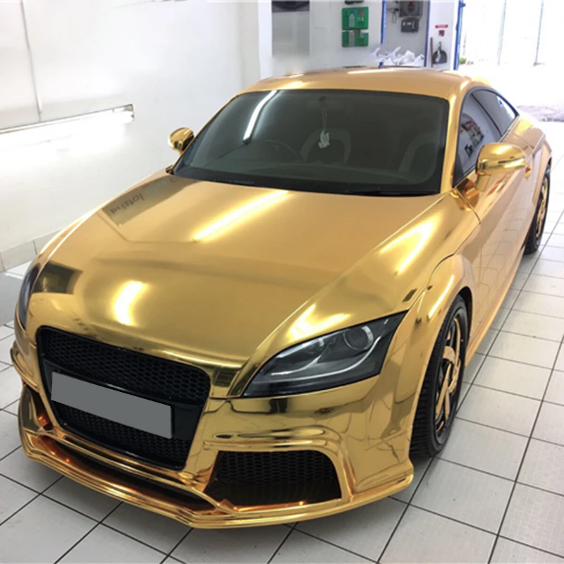 

ЗЕРКАЛО ХРОМ ЭЛИТНОЕ ЗОЛОТО Высокое качество Автомобильная пленка для изменения цвета против царапин Автомобильное виниловое гальваническое зеркало Светоотражающая фольга