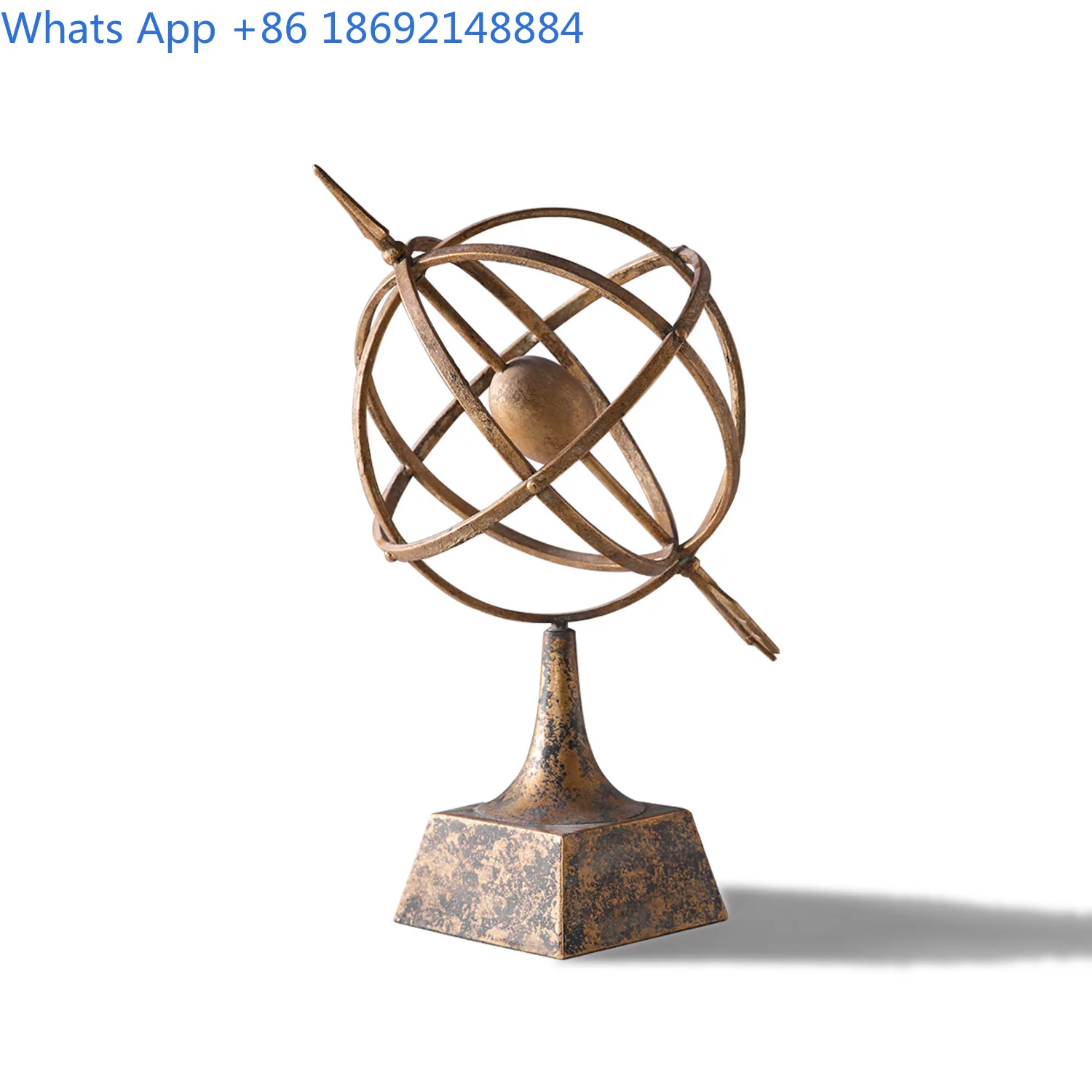 Retro Globe Decorative Item Metal Table Decoration for Living Room Vintage Style Craft