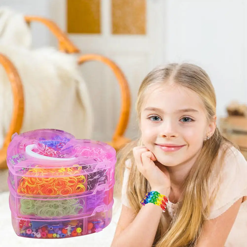 ยางทอผ้าชุด DIY ของเล่นหัตถกรรมเด็กสร้อยข้อมือซิลิโคนสานของขวัญสําหรับหญิง