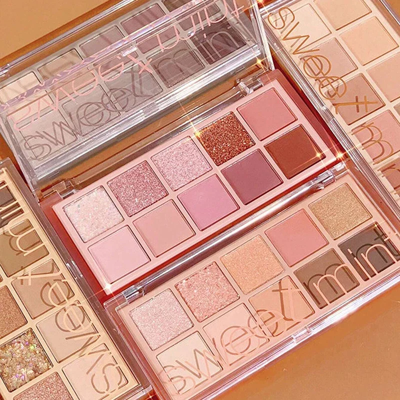 Sweet Mint 10-Farben Cool-Tone Make-up-Palette: Kombination aus Seidig-Mattem Farbton und Glitzernden Finishes, Vielseitig Einsetzbar für Augen und Gesicht – Detail 1