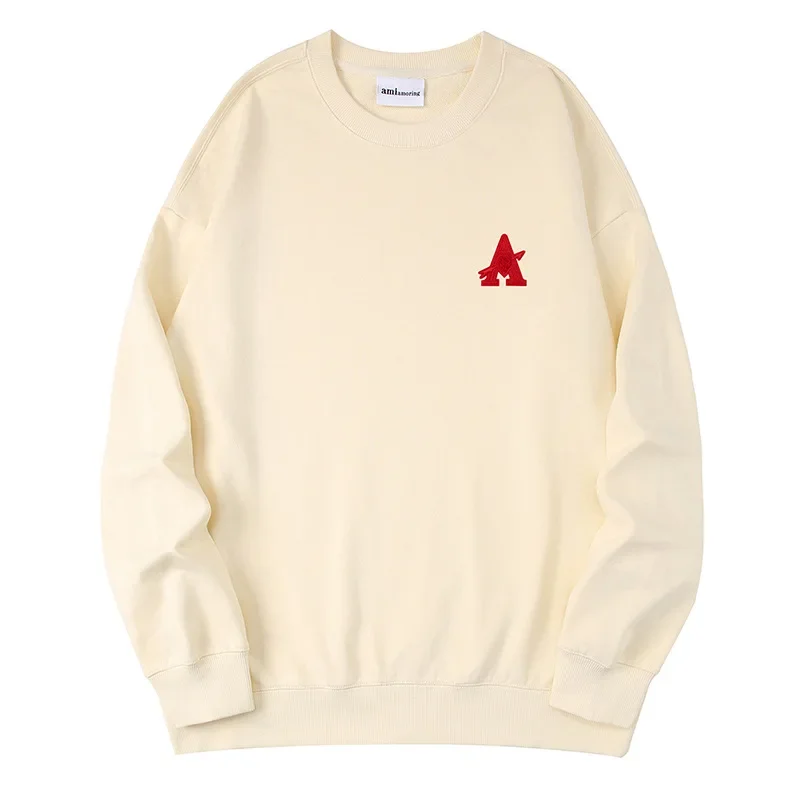 New models AMI A Love Arrow Pullover Couple Sweater Autumn Loose Heavy Duty Round Neck Large Label Embroidery Menswear Trend